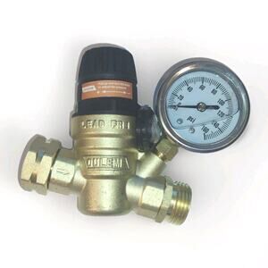 OULEME Adjustable RV Water Pressure Regulator Valve with Gauge & Filters, 3/4"